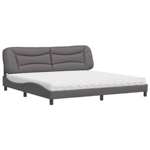 vidaXL Cama con colch&oacute;n Hvar cuero sint&eacute;tico gris 200x200 cm