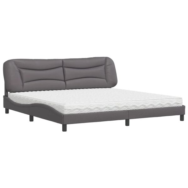 vidaXL Cama con colch&oacute;n Hvar cuero sint&eacute;tico gris 200x200 cm