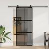vidaXL Puerta corredera con herrajes negro 90x205 cm vidrio templado