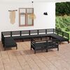 vidaXL Juego de muebles de jard&iacute;n 12 pzas madera maciza de pino negro