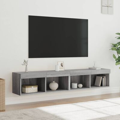 vidaXL Muebles de TV con luces LED 2 uds gris Sonoma 80x30x30 cm