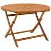 vidaXL Mesa de jard&iacute;n plegable Natural &Oslash;110 x 75 cm