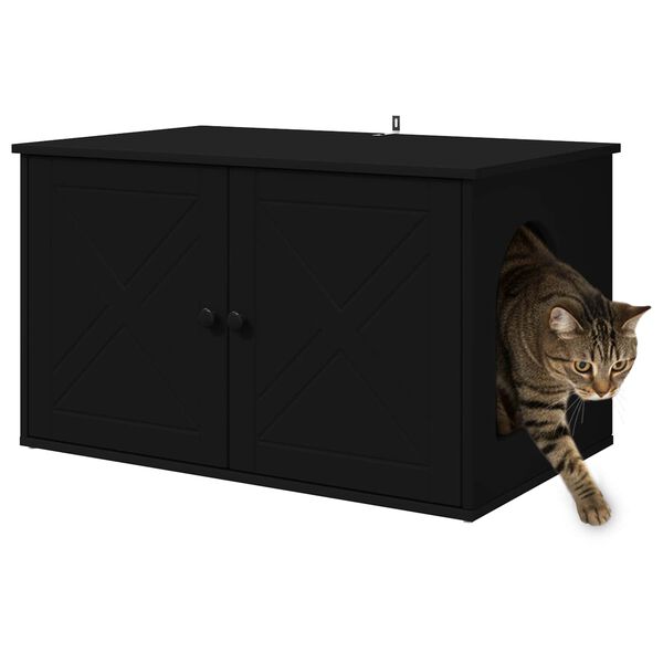 vidaXL Casa para Gatos Negro 85 x 55 x 50,5 cm Madera de ingenier&iacute;a