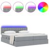 vidaXL Cama con tira de luces LED Gris Claro 200 x 200 cm tela