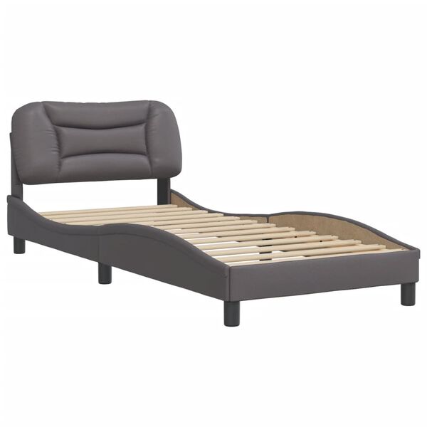 vidaXL Estructura de cama sin colch&oacute;n Hvar cuero sint&eacute;tico gris 90x190 cm
