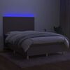 vidaXL Cama box spring colch&oacute;n y luces LED tela gris taupe 140x190 cm