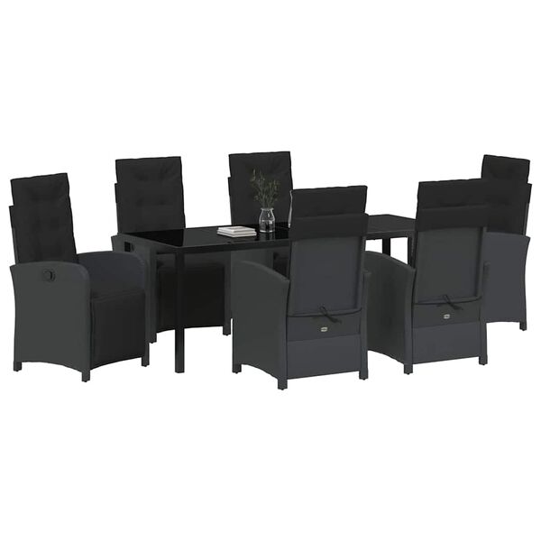 vidaXL Conjunto de Comedor de Jard&iacute;n 7 pcs Negro rat&aacute;n sint&eacute;tico