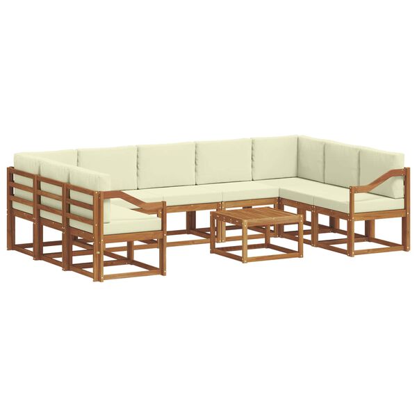 vidaXL Conjunto de sof&aacute;s de exterior con coj&iacute;n 10 pcs Natural y Crema
