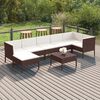 vidaXL Set muebles de jard&iacute;n 8 pzas y cojines rat&aacute;n sint&eacute;tico marr&oacute;n