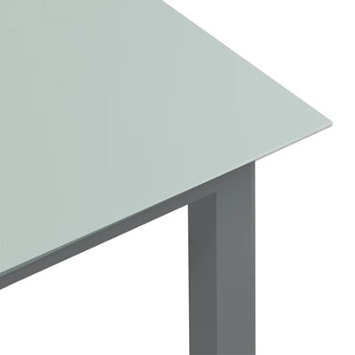 vidaXL Mesa de jardín de aluminio y vidrio gris claro 150x90x74 cm