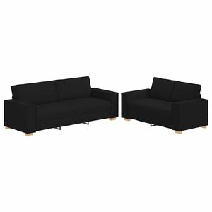 vidaXL Juego de sof&aacute;s con cojines 2 piezas tela negro