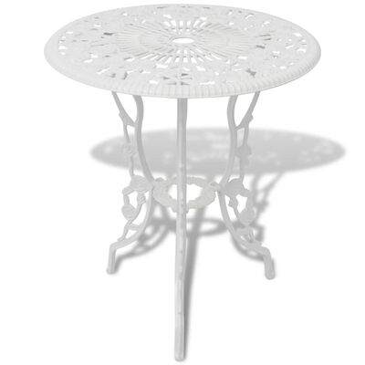 vidaXL Mesa y sillas bistró de jardín 3 piezas aluminio fundido blanco