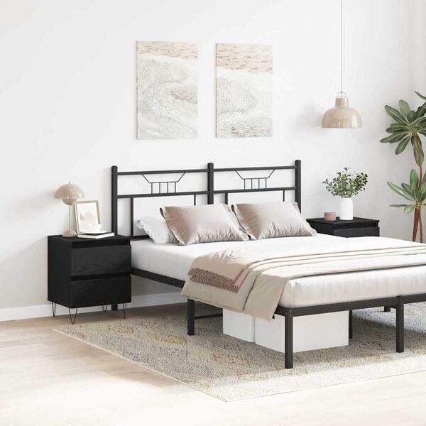 vidaXL Armario de Noche con caj&oacute;n 2 pcs Roble negro 40 x 35 x 50 cm