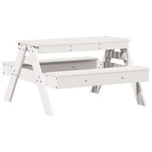 vidaXL Mesa de p&iacute;cnic para ni&ntilde;os madera maciza pino blanco 88x97x52 cm