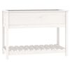 vidaXL Jardinera con estante madera maciza pino blanca 111,5x54x81 cm