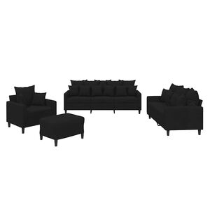 vidaXL Juego de sof&aacute;s con cojines 4 piezas terciopelo negro