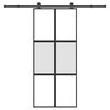 vidaXL Puerta corredera set herrajes vidrio templado aluminio 90x205cm