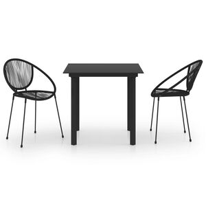 vidaXL Juego de comedor jard&iacute;n 3 piezas rat&aacute;n PVC negro