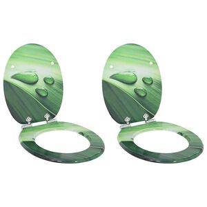 vidaXL Asiento de inodoro de cierre suave 2 uds. Gota verde 44 x 38 cm