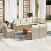vidaXL Set de sof&aacute;s de jard&iacute;n 9 pzas con cojines rat&aacute;n sint&eacute;tico beige