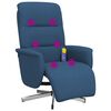 vidaXL Sillón reclinable de masaje con reposapiés tela azul