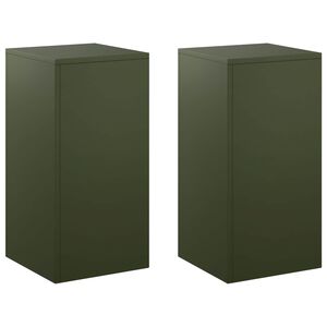 vidaXL Soporte de plantas 2 pcs Verde oliva 30 x 30 x 60 cm Acero