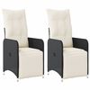 vidaXL Sillones reclinable jard&iacute;n cojines 2 uds rat&aacute;n sint&eacute;tico negro
