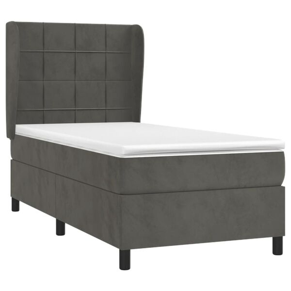 vidaXL Cama box spring con colch&oacute;n terciopelo gris oscuro 80x200 cm