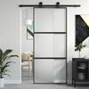 vidaXL Puerta corredera vidrio templado y aluminio negra 90x205 cm