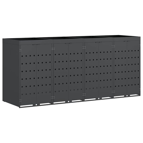 vidaXL Almacenamiento de cubos Wheelie para 4 cubos Antracita