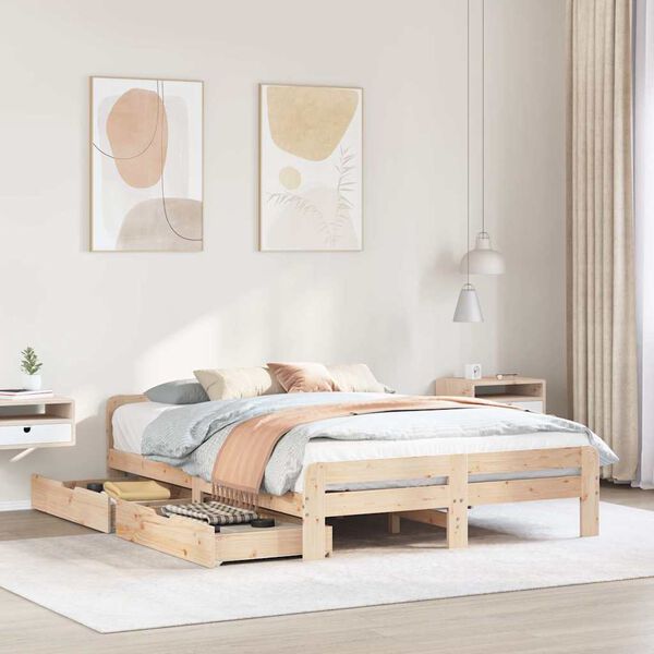vidaXL Estructura de cama sin colch&oacute;n madera de pino blanco 150x200 cm