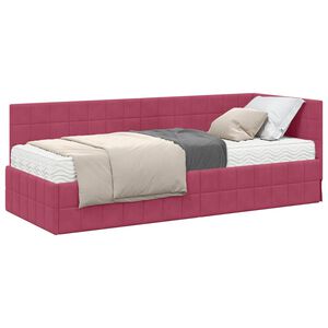 vidaXL Estructura de Cama Esquina con Colch&oacute;n 2 pcs Verde Terciopelo