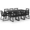 vidaXL Juego de comedor para jard&iacute;n 9 piezas rat&aacute;n PVC negro