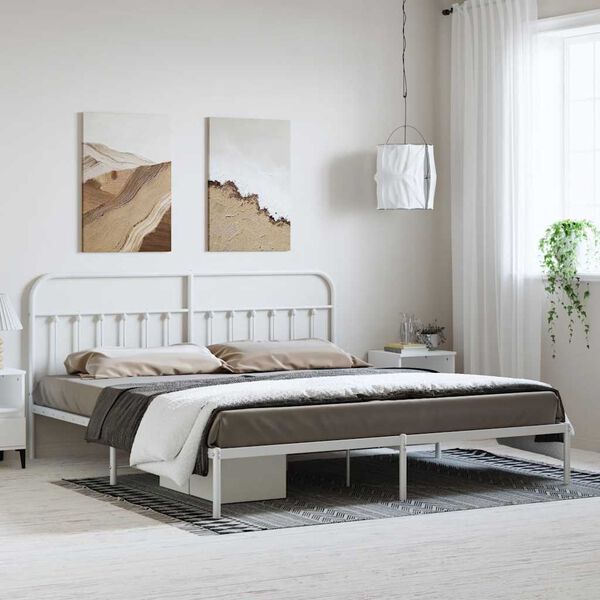 vidaXL Estructura cama sin colchón con cabecero metal blanco 183x213cm