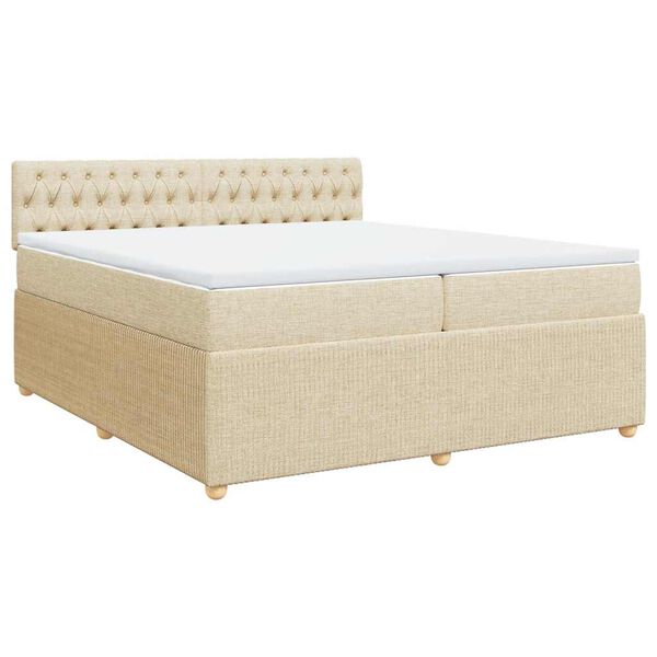 vidaXL Cama box spring con colch&oacute;n tela color crema 200x200 cm