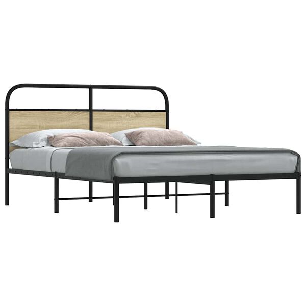 vidaXL Estructura de cama sin colch&oacute;n 160x200 cm madera roble Sonoma