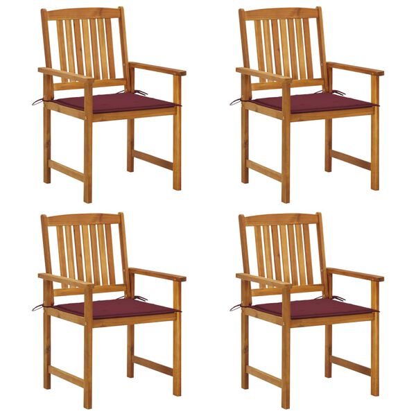 vidaXL Sillas de jard&iacute;n con cojines 4 unidades madera maciza de acacia