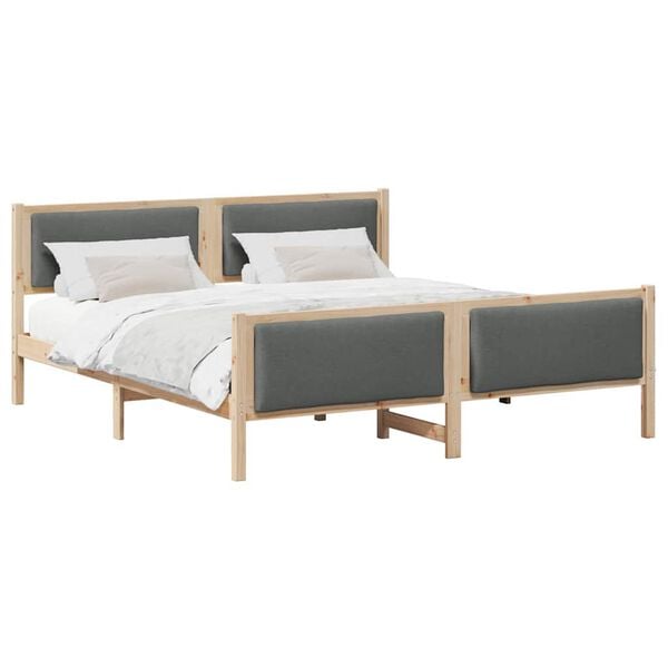 vidaXL Estructura de cama con cabecera Gris oscuro 180 x 200 cm tela