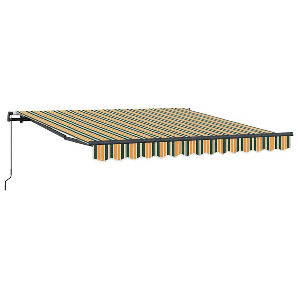 vidaXL Toldo Retr&aacute;ctil Verde y amarillo 350 x 250 cm Poli&eacute;ster y Acero