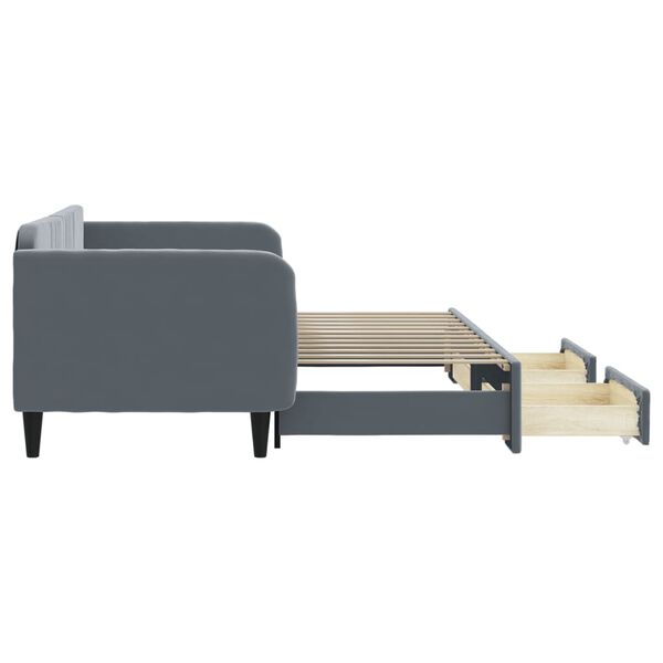 vidaXL Sof&aacute; cama nido con cajones terciopelo gris oscuro 90x200 cm