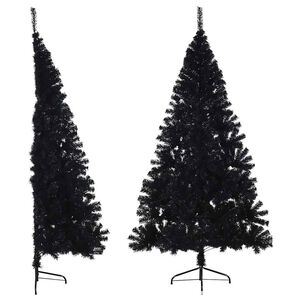 vidaXL Medio &aacute;rbol de Navidad artificial con soporte PVC negro 180 cm
