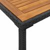vidaXL Mesa de jard&iacute;n superficie de madera rat&aacute;n PE negro 115x54x74 cm