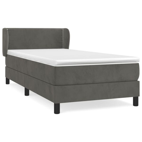 vidaXL Cama box spring con colch&oacute;n terciopelo gris oscuro 90x190 cm