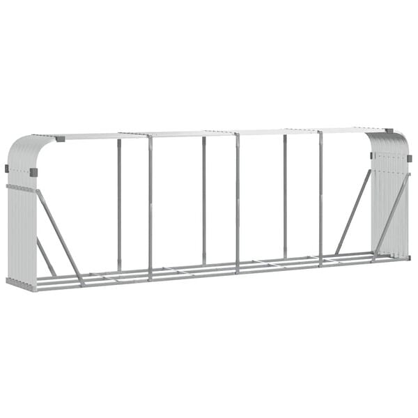 vidaXL Le&ntilde;ero de acero galvanizado plateado 300x45x100 cm