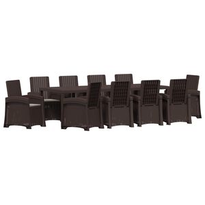 vidaXL Conjunto de Comedor de Jard&iacute;n 11 uds. Marr&oacute;n y Gris Claro PP