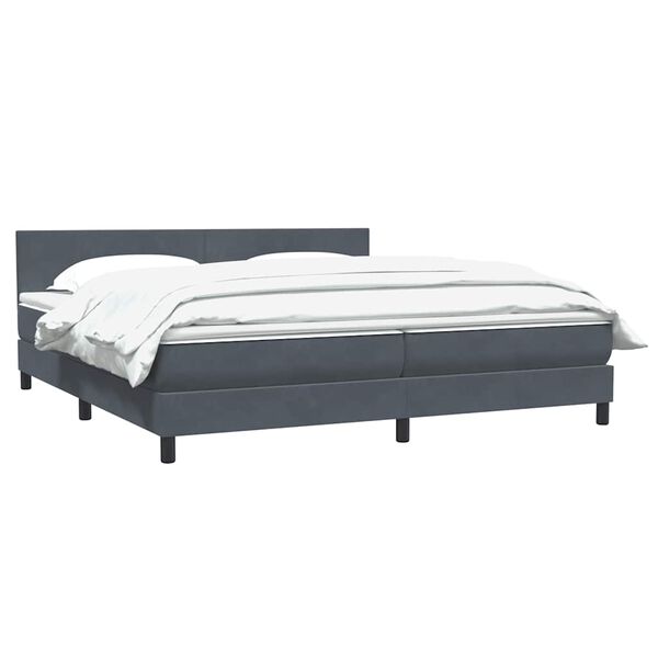 vidaXL Cama box spring con colch&oacute;n terciopelo gris oscuro 200x210 cm
