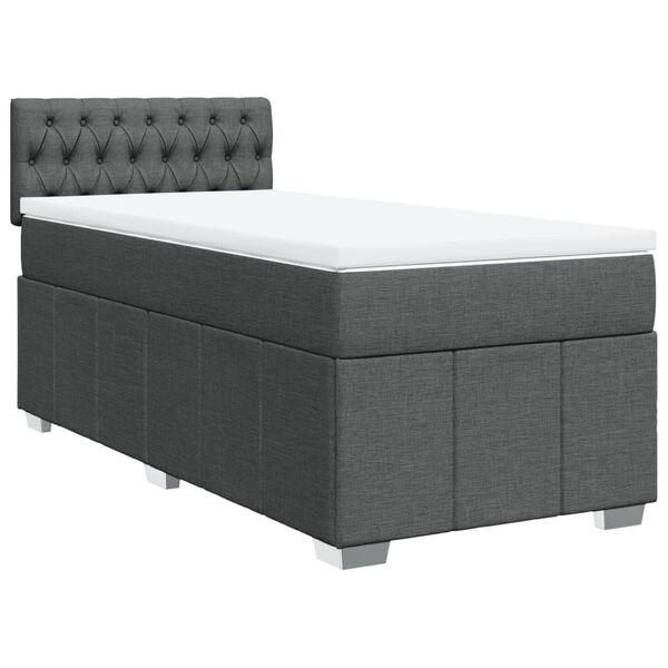 vidaXL Cama box spring con colch&oacute;n tela gris oscuro 90x190 cm