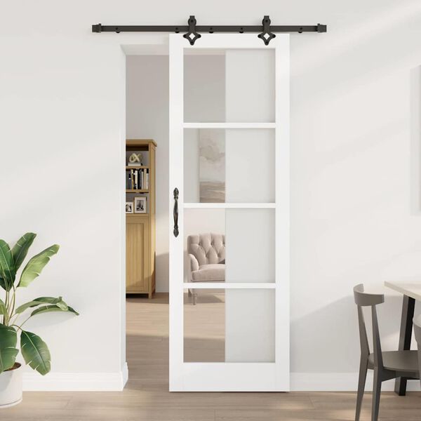vidaXL Puerta Corredera 78 x 232 cm Madera de pino maciza y vidrio