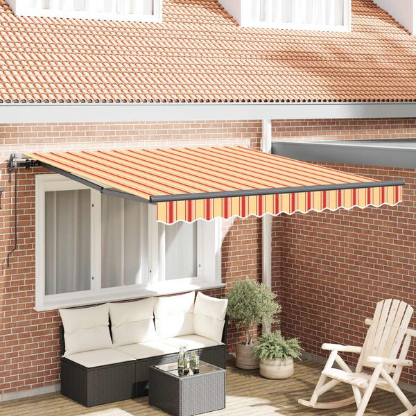 vidaXL Toldo Retr&aacute;ctil Amarillo y Naranja 350 x 250 cm Tela y Aluminio