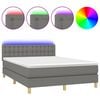 vidaXL Cama box spring colch&oacute;n y luces LED tela gris oscuro 140x190 cm